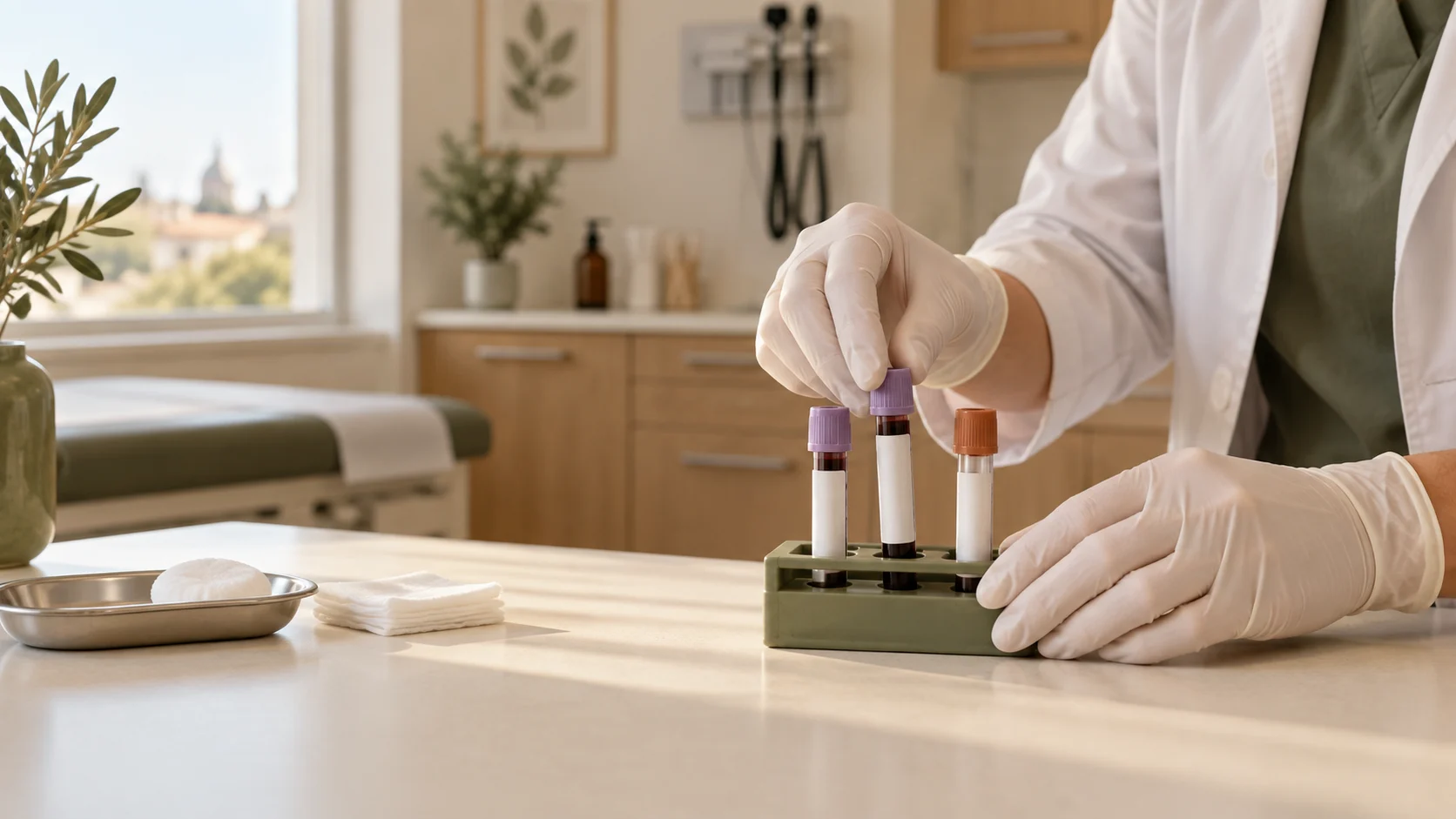 Illustrative image: preparing blood samples for laboratory testing