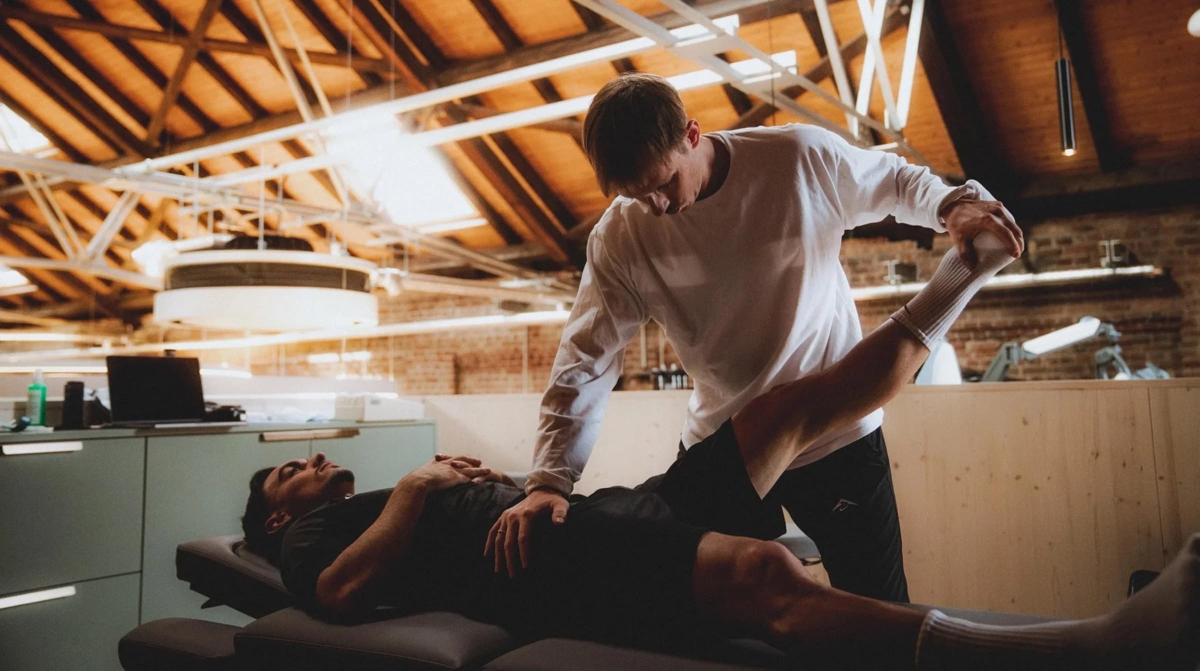 Medical treatment of an athlete at the practice